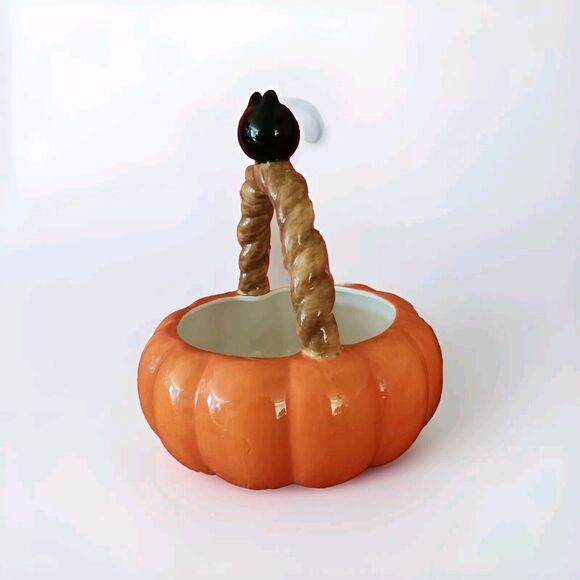 Ceramic Halloween Basket - Pumpkin Candy Dish 14 In Tall By...